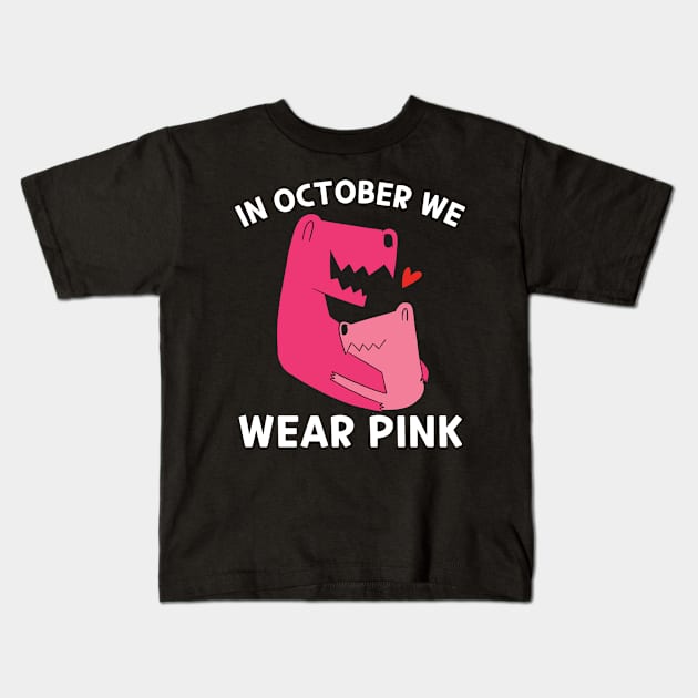 Breast Cancer Awareness Month Dinosaur Lover Kids T-Shirt by JB.Collection